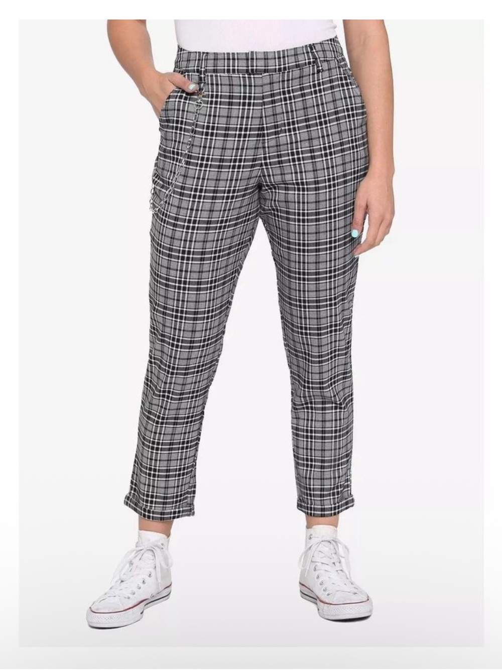 Hot Topic Grey Plaid Pants Missing Chain Size Medium